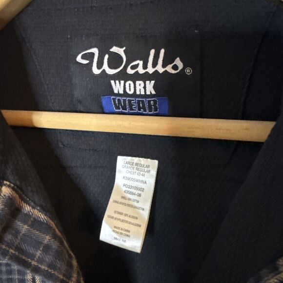 Walls Workwear Mens Large Plaid‎ Lined Thick Cotton Flannel Shirt Jacket Chore - Picture 4 of 7